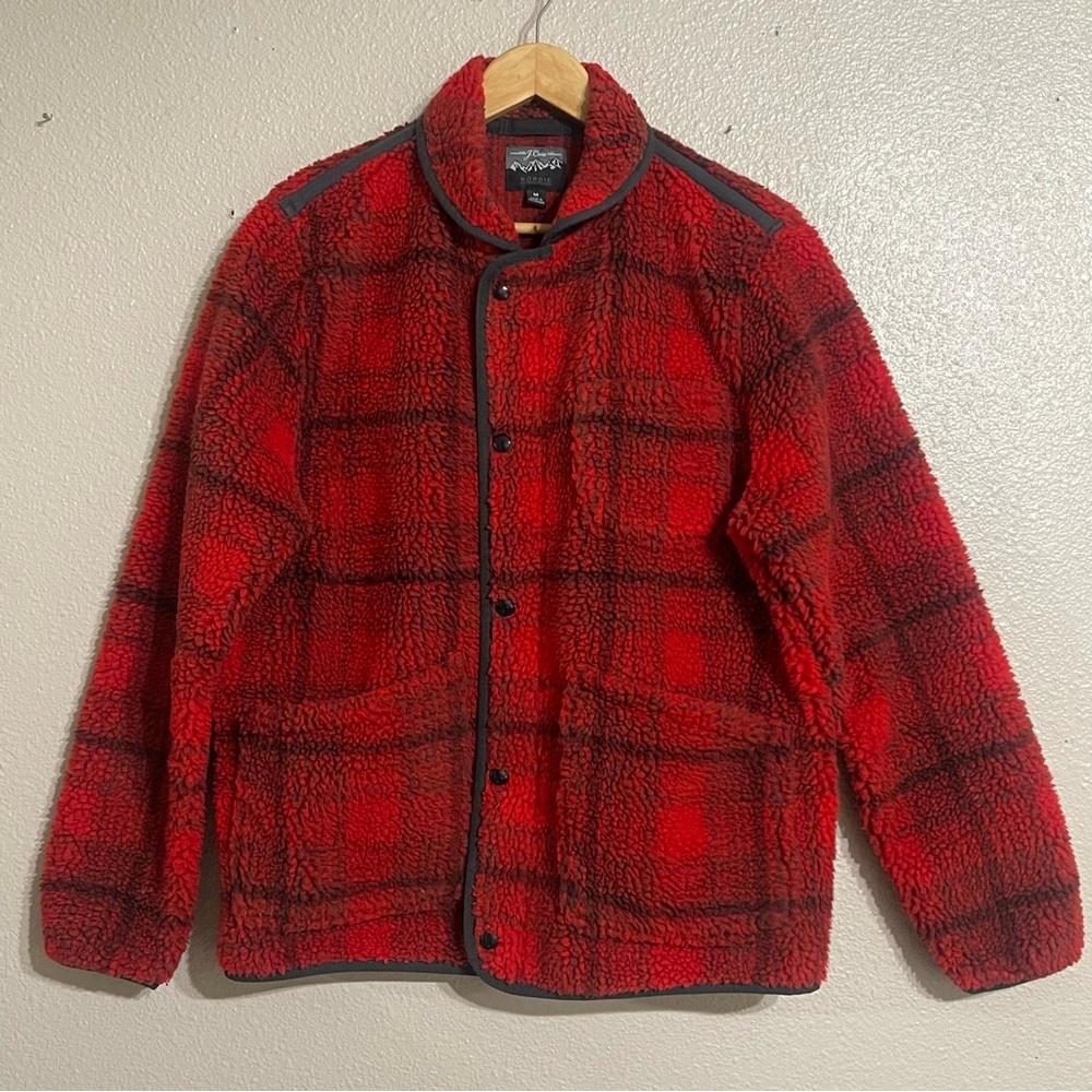 J. Crew Wallace‎ & Barnes sherpa fleece jacket in plaid Red and Black - Picture 6 of 14